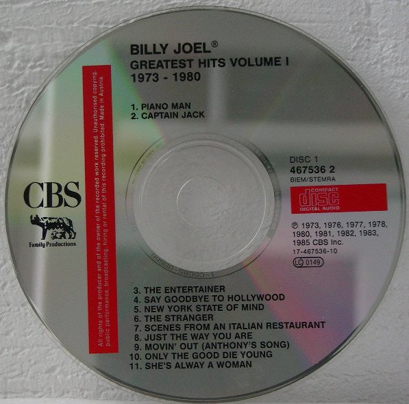Billy Joel : Greatest Hits Volume I & Volume II (2xCD, Comp, RP)