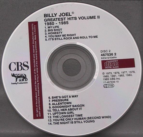 Billy Joel : Greatest Hits Volume I & Volume II (2xCD, Comp, RP)