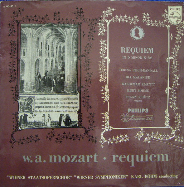 W. A. Mozart* / Teresa Stich-Randall, Ira Malaniuk, Waldemar Kmentt, Kurt Böhme, Franz Schütz, Wiener Staatsopernchor, Wiener Symphoniker, Karl Böhm : Requiem In D Minor K 626 (LP, Mono)