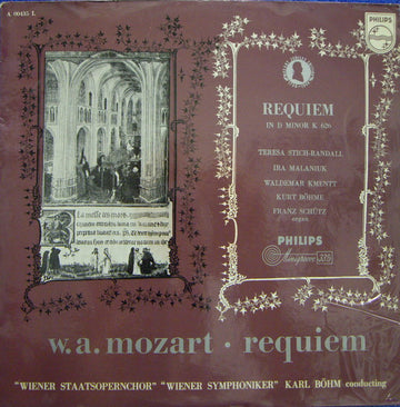 W. A. Mozart* / Teresa Stich-Randall, Ira Malaniuk, Waldemar Kmentt, Kurt Böhme, Franz Schütz, Wiener Staatsopernchor, Wiener Symphoniker, Karl Böhm : Requiem In D Minor K 626 (LP, Mono)
