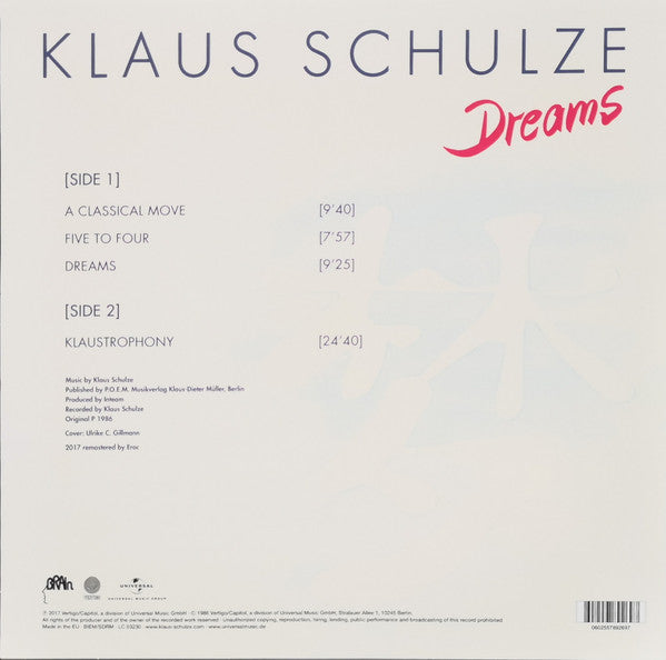 Klaus Schulze : Dreams (LP, Album, RE, RM, 180)