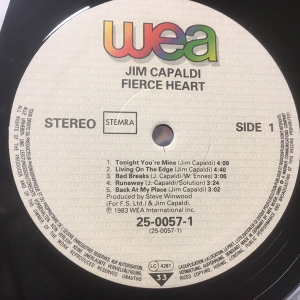 Jim Capaldi : Fierce Heart (LP, Album)