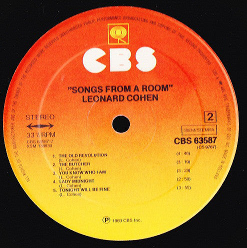 Leonard Cohen : Songs From A Room (LP, Album, RE, 54 )