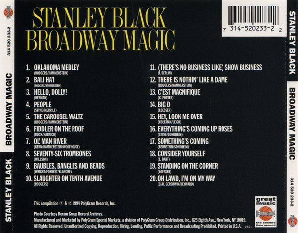 Stanley Black : Broadway Magic (CD, Comp, RE)