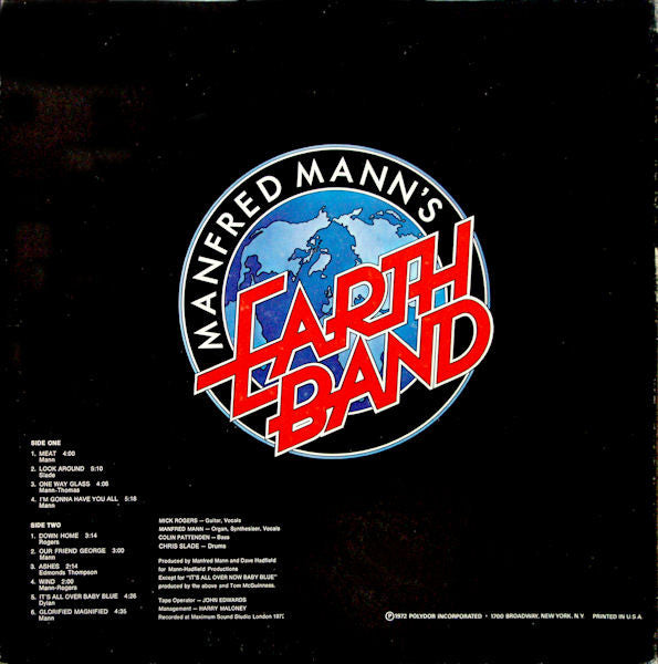 Manfred Mann's Earth Band : Glorified Magnified (LP, Album, Mon)
