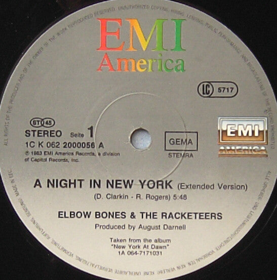Elbow Bones And The Racketeers : A Night In New York (Extended Version) (12", Maxi)