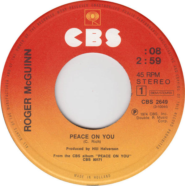 Roger McGuinn : Peace On You (7", Single)