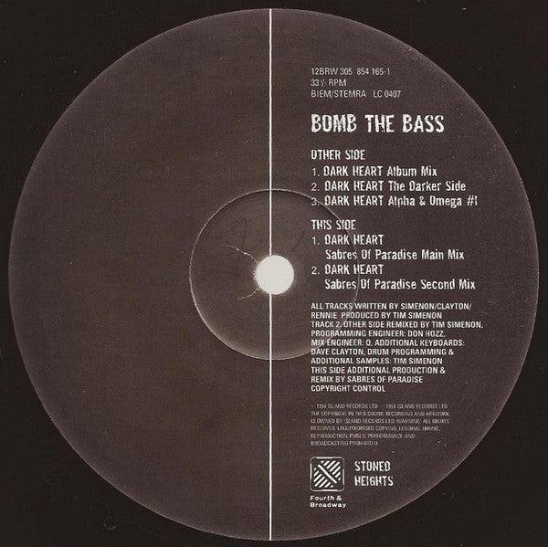 Bomb The Bass Featuring Spikey Tee* : Darkheart (12")