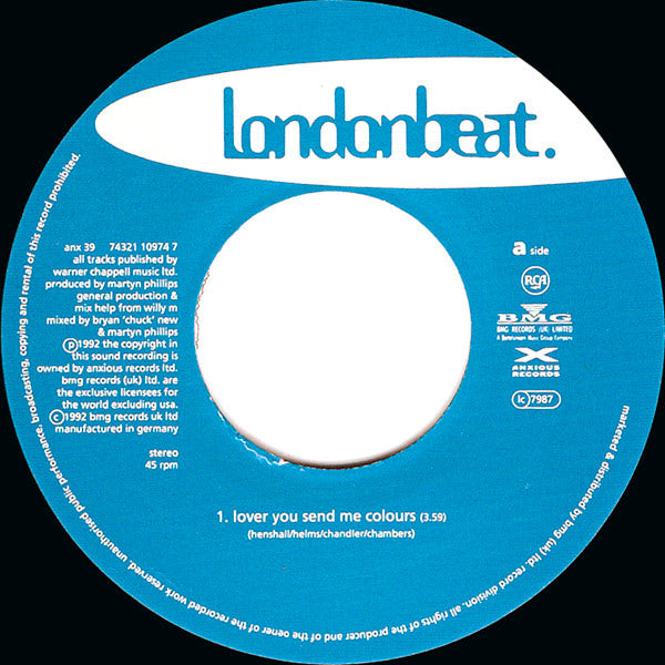 Londonbeat : Lover You Send Me Colours (7", Single)