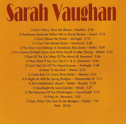 Sarah Vaughan : The Best Of Sarah Vaughan (Original Hits) (CD, Comp)