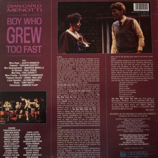 Gian Carlo Menotti - The Orchestra Of The Royal Opera House*, David Syrus : The Boy Who Grew Too Fast (LP, Album)