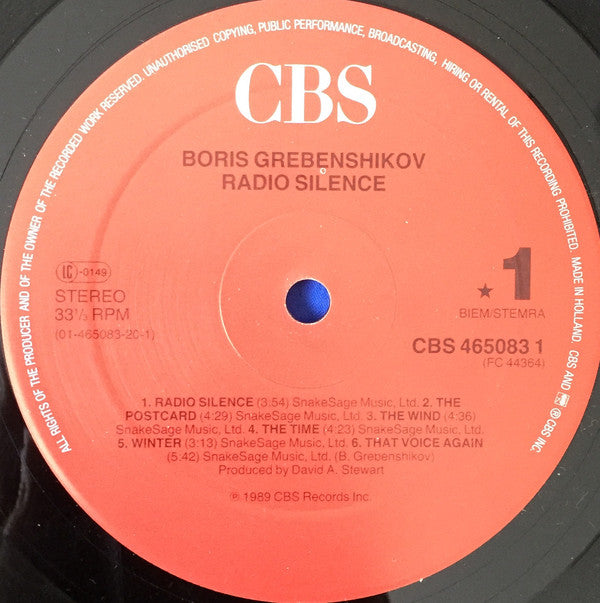 Boris Grebenshikov* : Radio Silence (LP, Album)