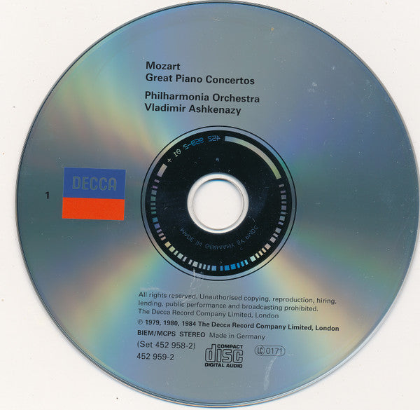 Wolfgang Amadeus Mozart, Philharmonia Orchestra, Vladimir Ashkenazy : Great Piano Concertos (2xCD, Comp)