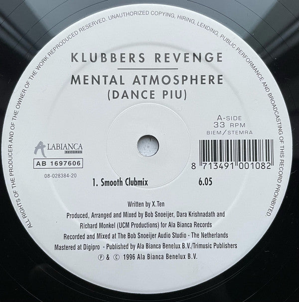 Klubbers Revenge : Mental Atmosphere (Dance Piu) (12")