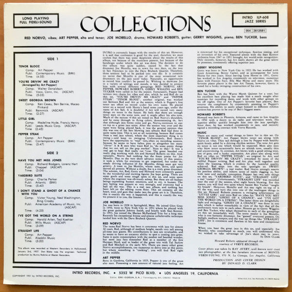 Red Norvo, Art Pepper, Joe Morello, Gerry Wiggins* : Collections (LP, Album, Mono, RE)
