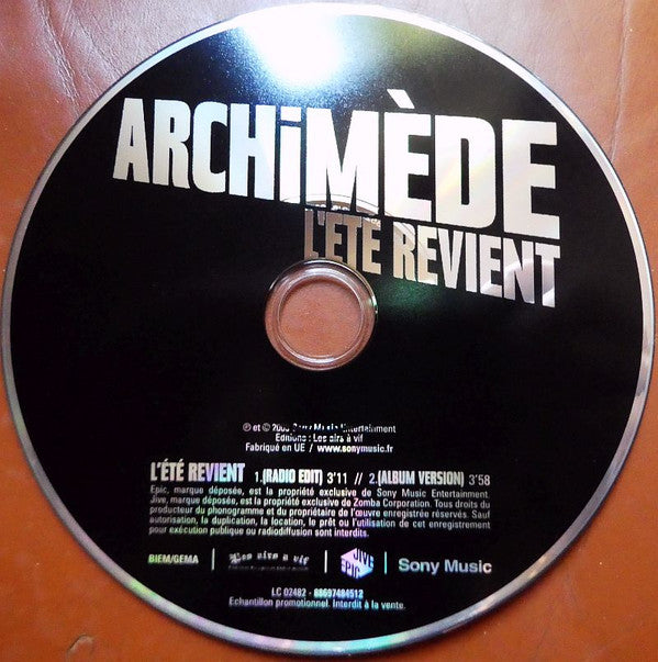 Archimède : L'été Revient (CD, Single, Promo, Car)