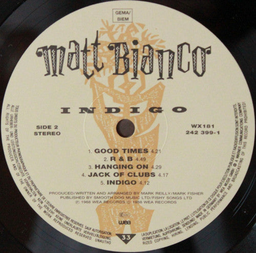 Matt Bianco : Indigo (LP, Album)