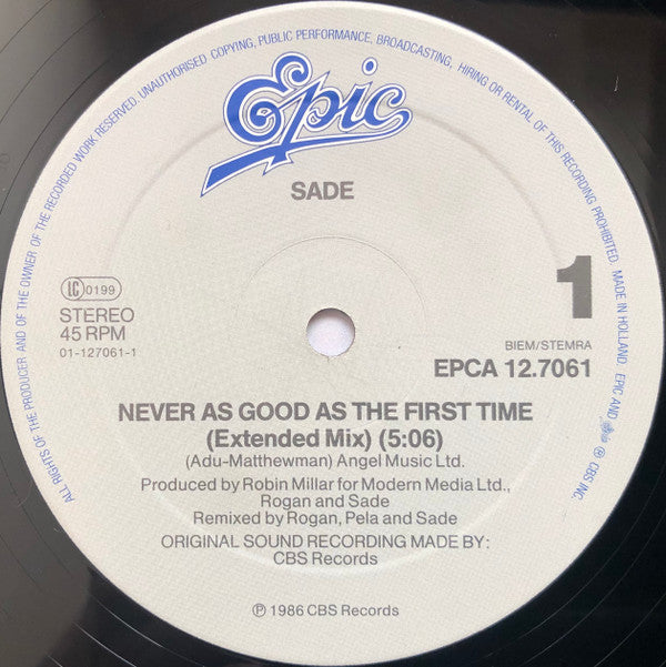 Sade : Never As Good As The First Time (Extended Mix) (12", Maxi)