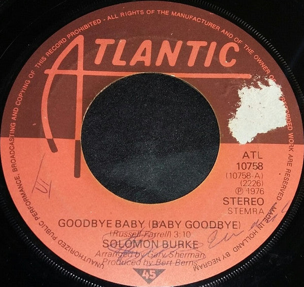 Solomon Burke : Goodbye Baby (Baby Goodbye)  (7", Single)