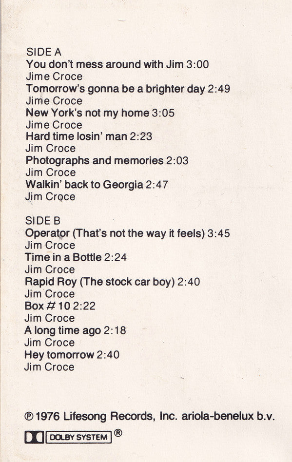 Jim Croce : You Don't Mess Around With Jim (Cass, Album, RE, Dol)