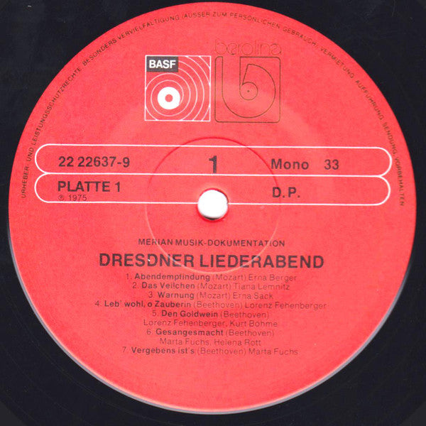 Various : Dresdner Liederabend (2xLP, Comp, Mono)
