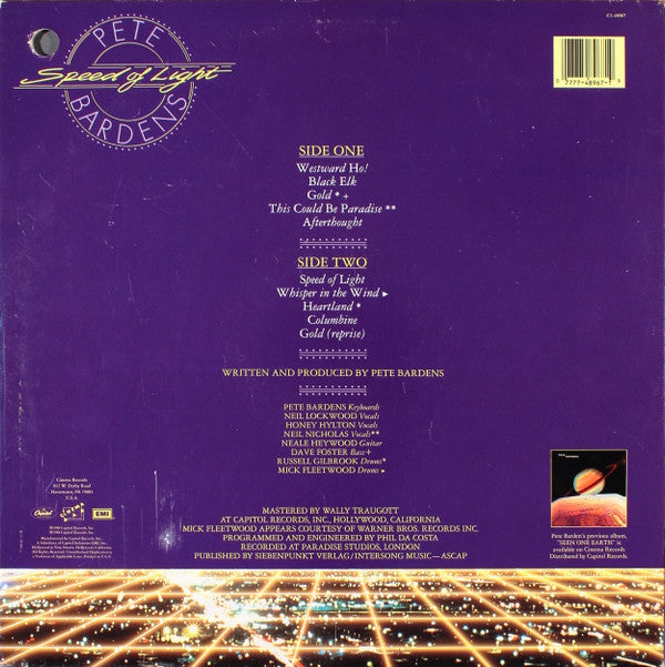 Peter Bardens : Speed Of Light (LP, Album, Spe)