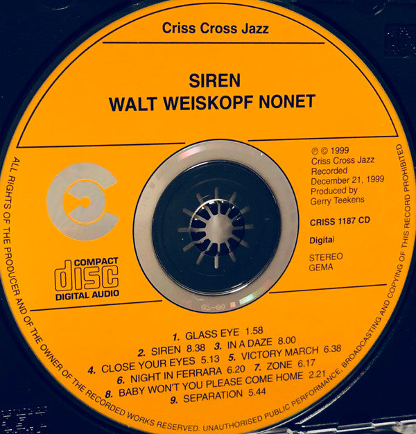 Walt Weiskopf Nonet : Siren (CD)