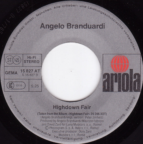 Angelo Branduardi : The Stag / Highdown Fair (7", Single)