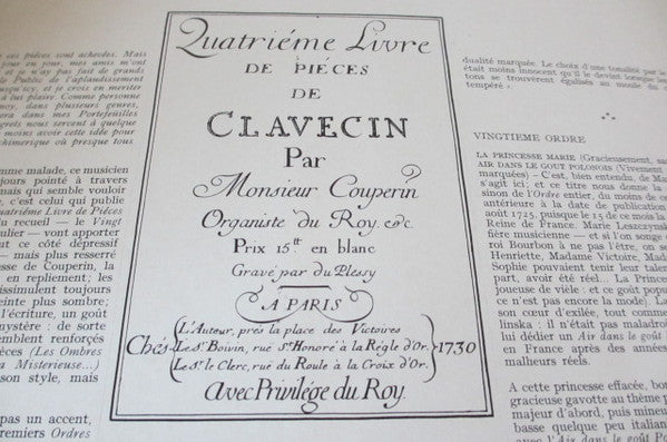 François Couperin - Blandine Verlet : Quatrième Livre De Piéces De Clavecin : Vingtième, Vingt-Unième & Vingt-Deuxième Ordres (LP, Album, Gat)