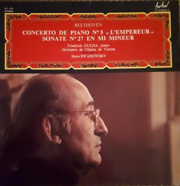 Ludwig van Beethoven / Friedrich Gulda - Orchester Der Wiener Staatsoper - Hans Swarowsky : Concerto De Piano N°5 "L'empereur" / Sonate N°27 En Mi Mineur (LP)