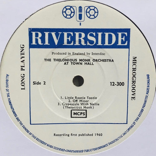 The Thelonious Monk Orchestra : At Town Hall (LP, Album, Mono)