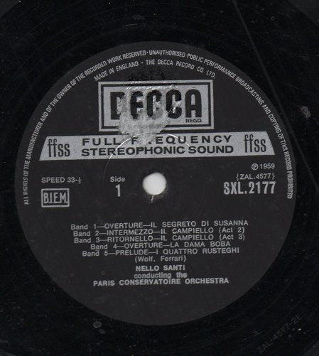 Ermanno Wolf-Ferrari, Nello Santi, Orchestre De La Société Des Concerts Du Conservatoire : Music Of Wolf-Ferrari (LP, Album, RP)