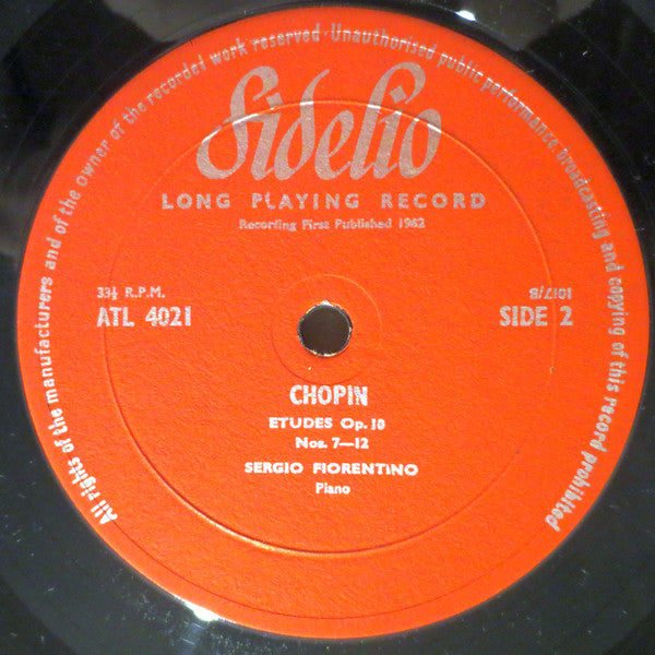 Frédéric Chopin, Sergio Fiorentino : Complete Etudes Vol.1 (LP, Album, Mono)