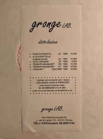 Gronge : Fase Di Rigetto (LP, Album, Ltd)