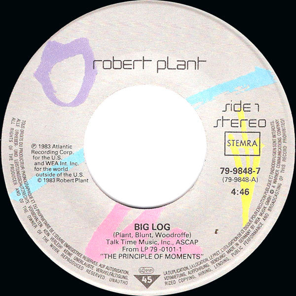 Robert Plant : Big Log (7", Single)