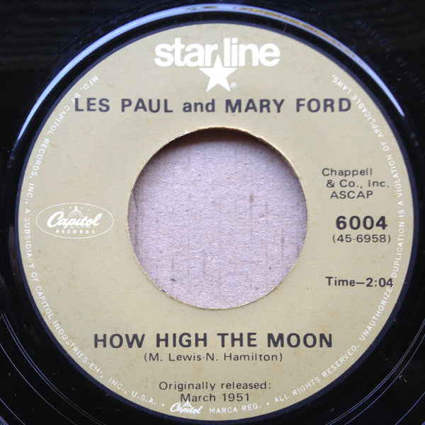 Les Paul & Mary Ford : Vaya Con Dios / How High The Moon (7", Single, RE)