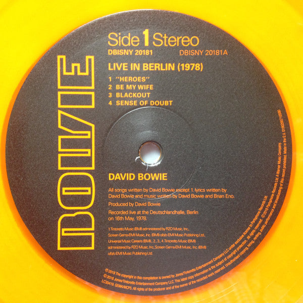 David Bowie : Live In Berlin [1978] L.P. (LP, Album, Ltd, Ora)