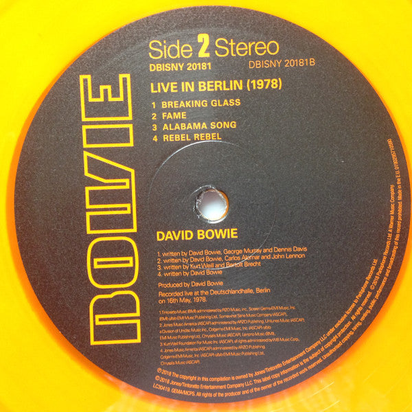 David Bowie : Live In Berlin [1978] L.P. (LP, Album, Ltd, Ora)