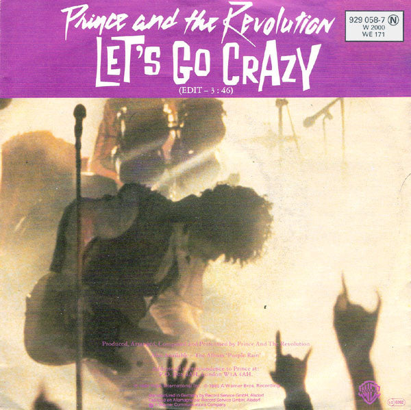 Prince And The Revolution : Let's Go Crazy / Take Me With U (7", Single)