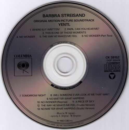 Barbra Streisand : Yentl - Original Motion Picture Soundtrack (CD, Album, RE)