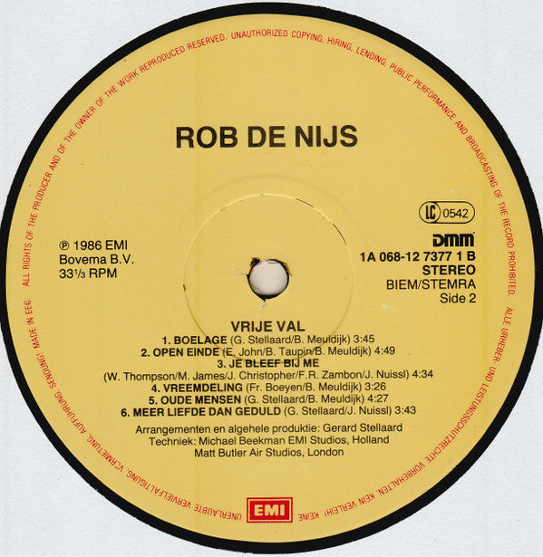 Rob De Nijs : Vrije Val (LP, Album)