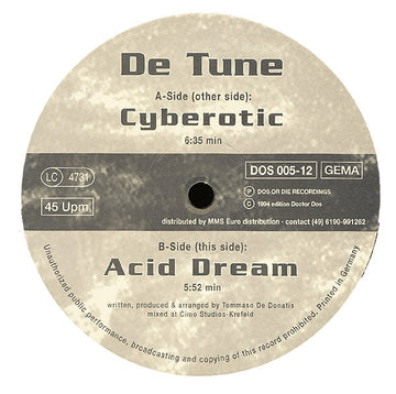 De Tune : Cyberotic / Acid Dream (12")