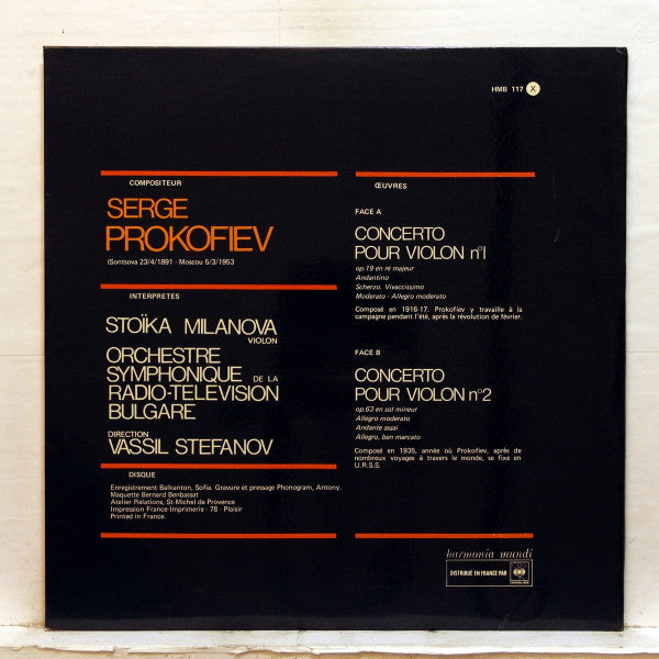 Sergei Prokofiev, Stoika Milanova, Bulgarian Radio Symphony Orchestra : Les Deux Concertos Pour Violin Et Orchestre (LP, Album)