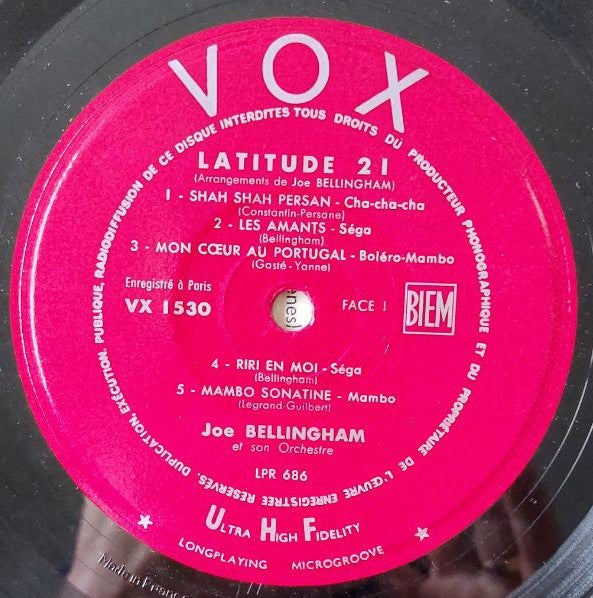 Joé Bellingham Et Son Orchestre : Latitude 21 (10", Album)