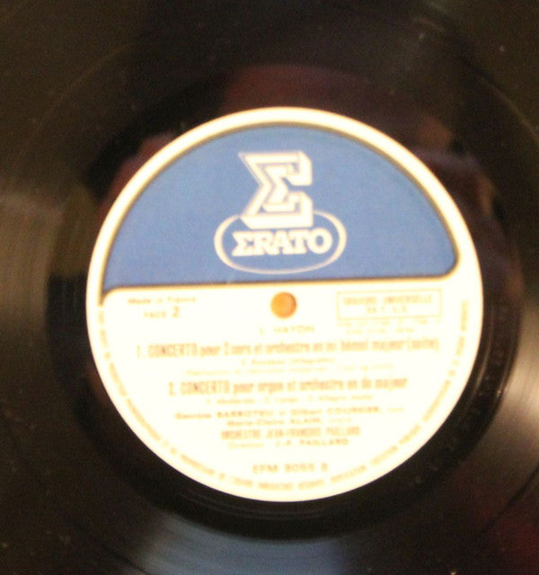 Joseph Haydn / Maurice André ; Georges Barboteu & Gilbert Coursier ; Marie-Claire Alain ; Orchestre De Chambre Jean-François Paillard, Jean-François Paillard : Concerto Pour Trompette En Mi Bémol Majeur / Concerto Pour 2 Cors En Mi Bémol Majeur / Concerto Pour Orgue En Ut Majeur (LP, Album)