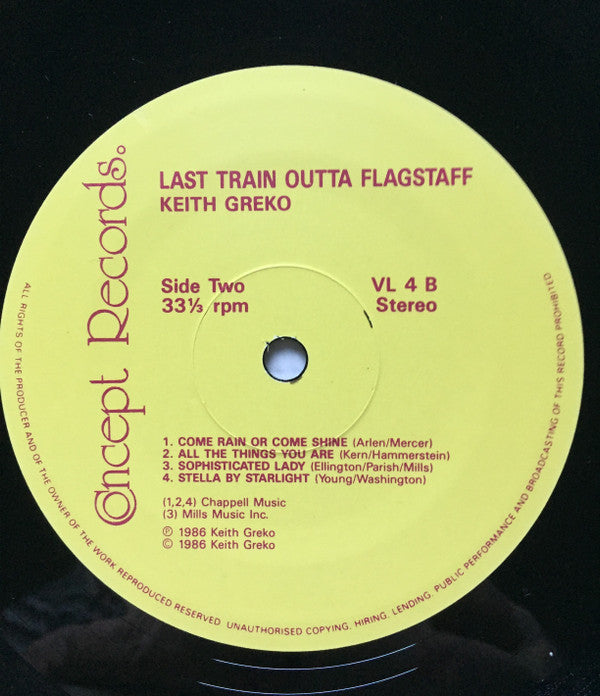 Keith Greko : Last Train Outta Flagstaff (LP, Album)