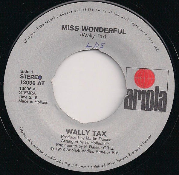 Wally Tax : Miss Wonderful (7", Single)