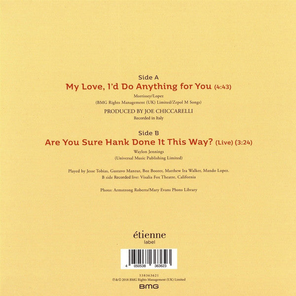 Morrissey : My Love, I'd Do Anything For You (7", Single, Cle)