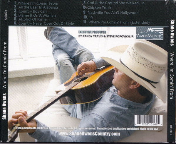 Shane Owens : Where I'm Comin' From (CD, Album)
