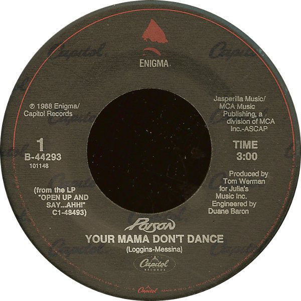 Poison (3) : Your Mama Don't Dance (7", Single)